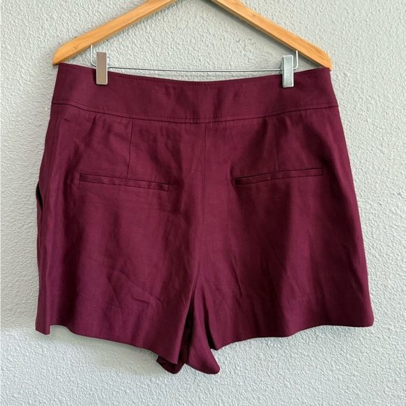 Veronica Beard Haina Linen Shorts Size 14 in Wine - Picture 3 of 6